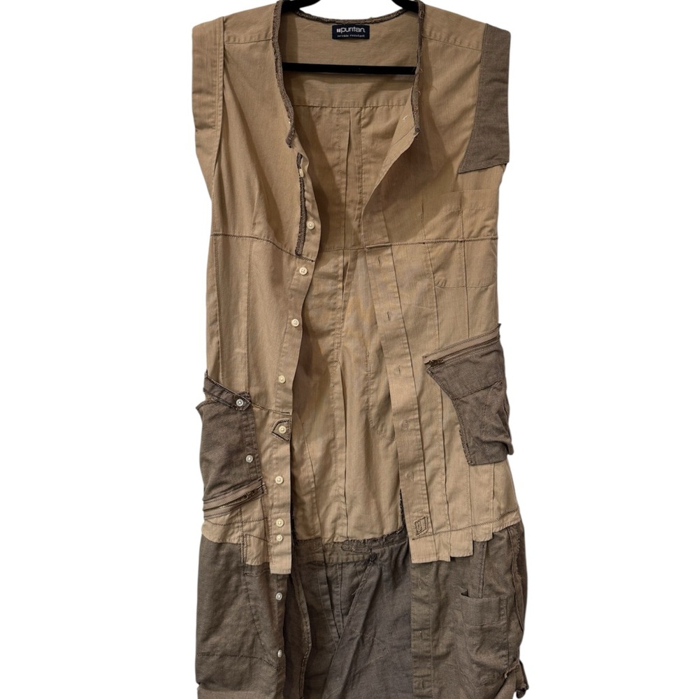 Earthy Toned one of a kind patchwork custom Vest Duster Lagen look grunge
